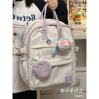 Two-Tone Top Handle Backpack / Charm / Set - With Sheep