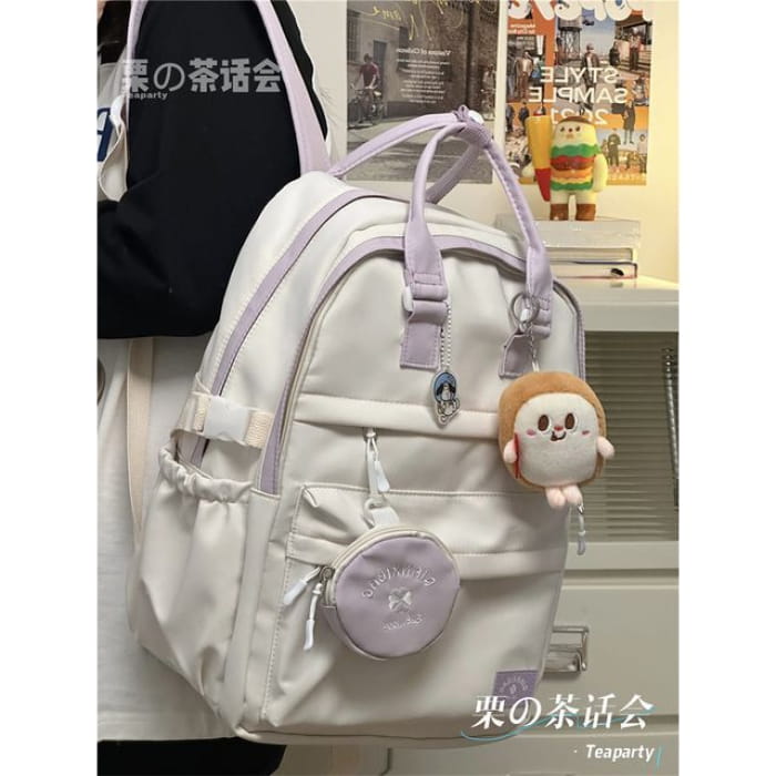 Two-Tone Top Handle Backpack / Charm / Set - With Toast