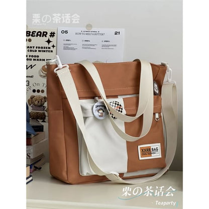 Two Tone Tote Bag / Charm / Set - Caramel / One Size