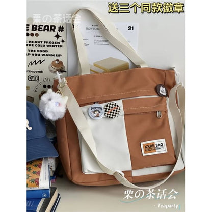 Two Tone Tote Bag / Charm / Set - With White Elf - Caramel