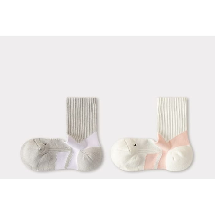 Two Tone Yoga Short Socks Set - of 2 Pairs - Gray & White