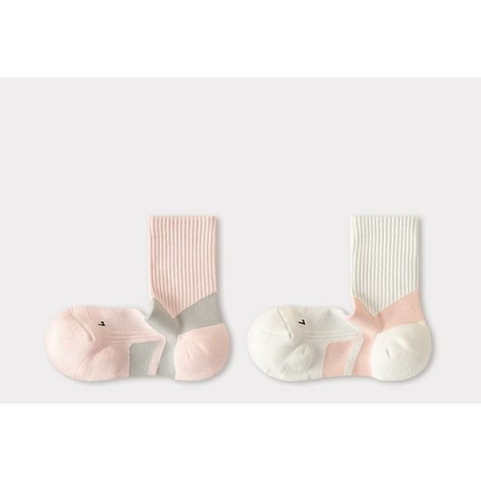 Two Tone Yoga Short Socks Set - of 2 Pairs - Pink & White