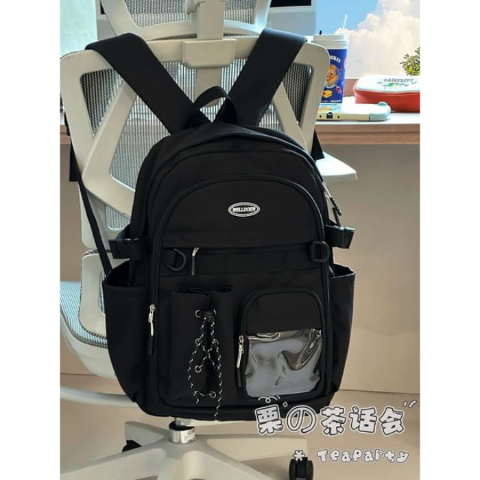 Two Tone Zip Backpack - Without Charm - Black / One Size