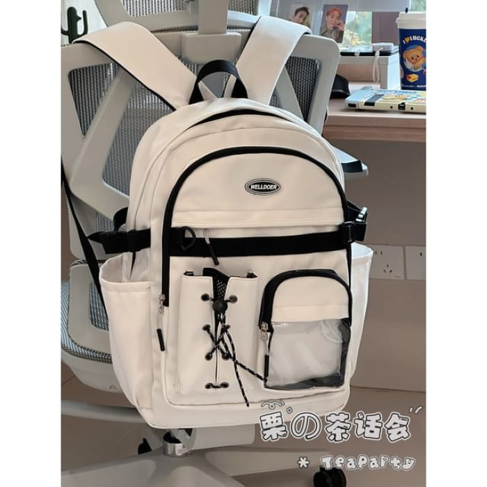 Two Tone Zip Backpack - Without Charm - Off-White / One Size