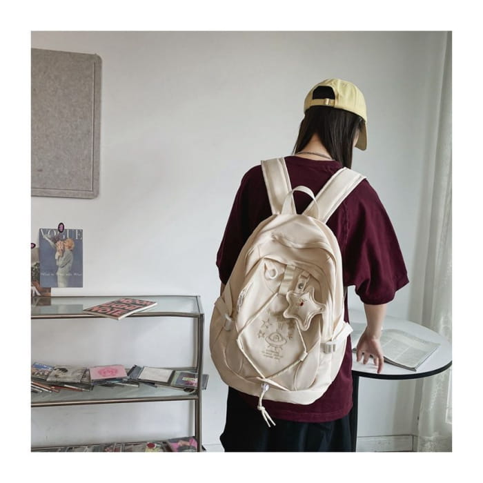 UFO Embroidered Drawstring Buckle Backpack