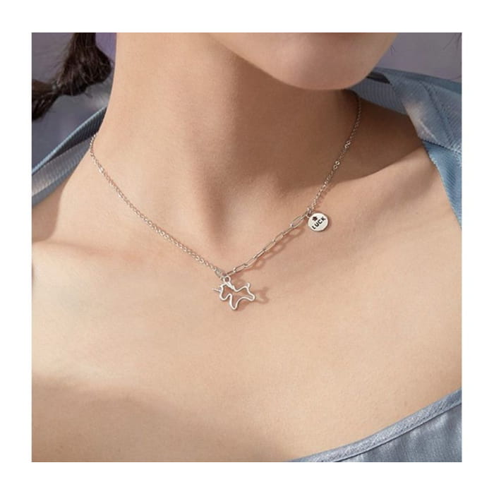 Unicorn Pendant Alloy Choker