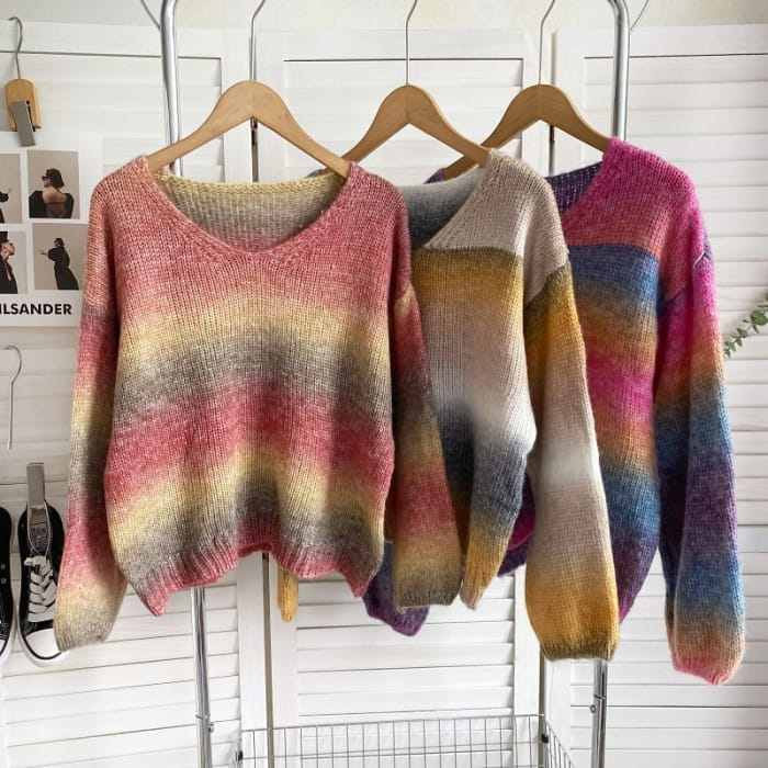 V-Neck Gradient Sweater