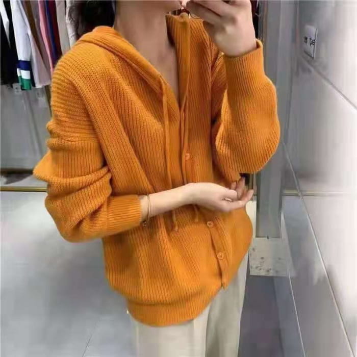 V-Neck Hooded Cardigan in 7 Colors