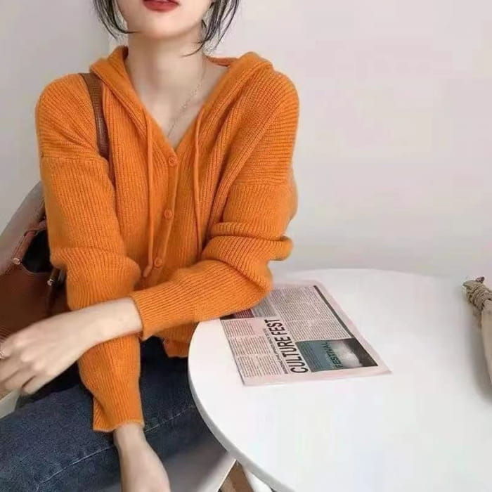 V-Neck Hooded Cardigan in 7 Colors