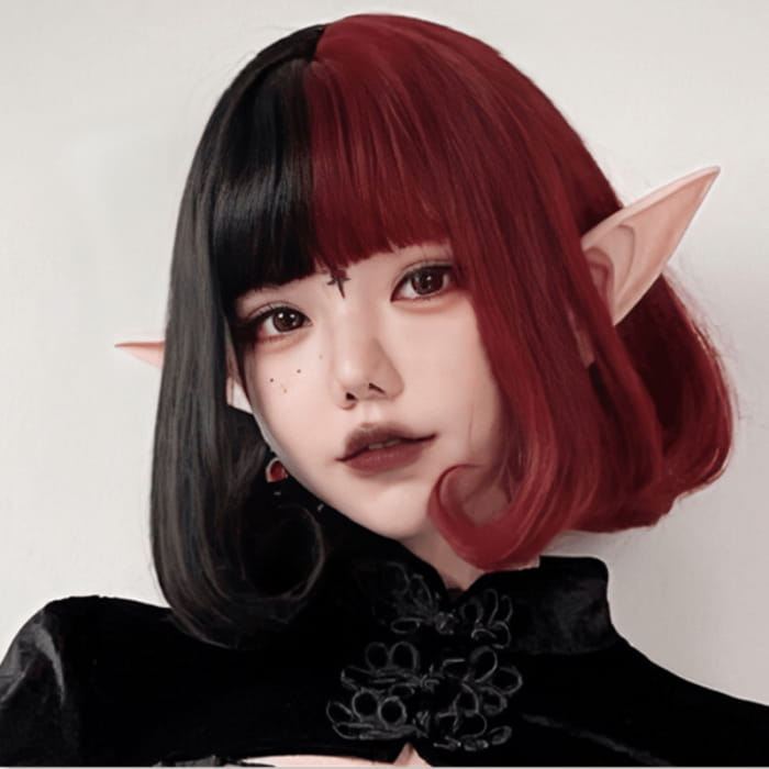 Vampire Clown Colorblock Short Straight Wig With Neat Bangs