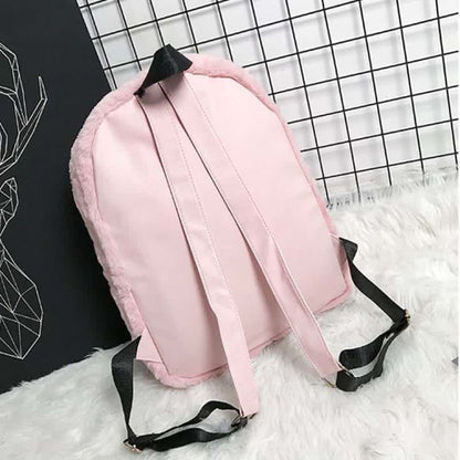 Velvet Love Heart Pattern Zipper Backpack