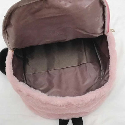 Velvet Love Heart Pattern Zipper Backpack