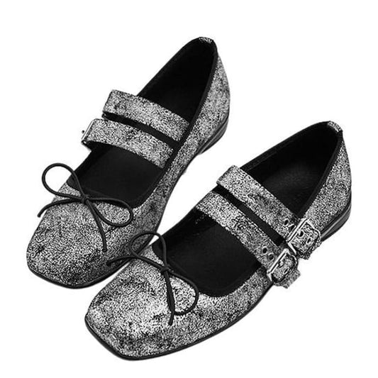 Vintage Ballet Flats - EU34 (US4.0) / Silver - Shoes