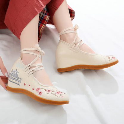 Vintage Blossom Embroidery Flats Shoes