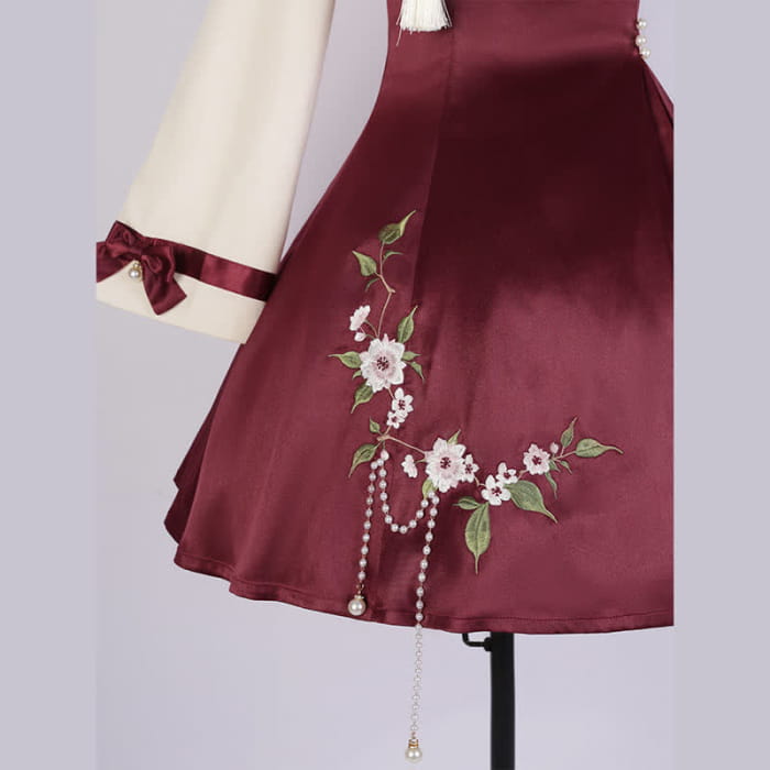 Vintage Blossom Pearl Chain Top Slip Dress