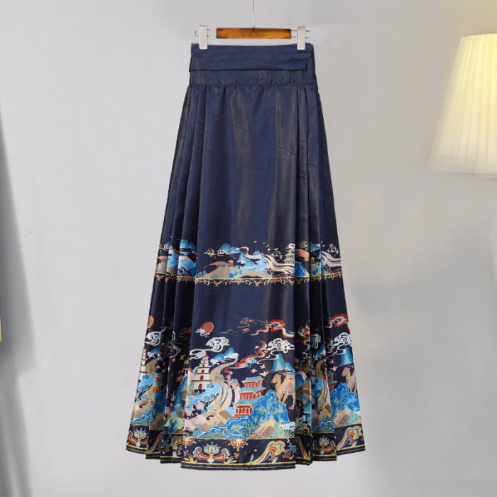 Vintage Buckle Plush Hoodie Embroideried Pleated Skirt