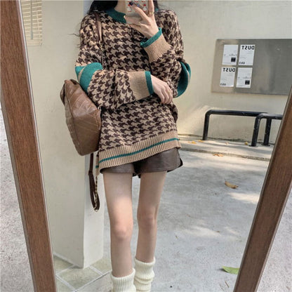 Vintage Casual Check Sweater