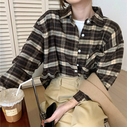 Vintage Dark Plaid Shirt - Shirts