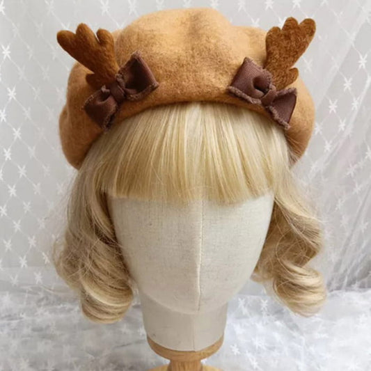 Vintage Deer Ears Lolita Beret Warm