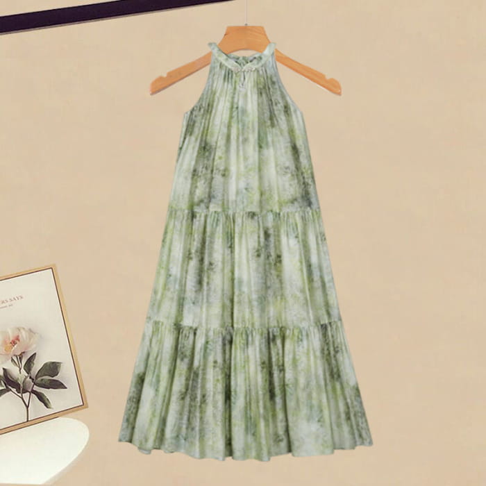 Vintage Halter Floral Dress - M