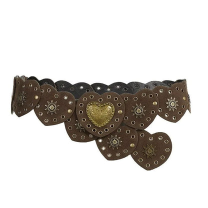 Vintage Heart Brown Suede Belt - 102cm / 40.2 in / Belts