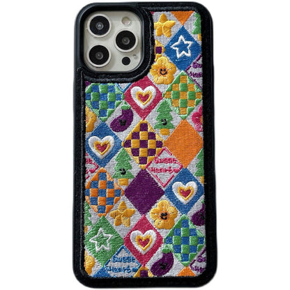 Vintage Heart Embroidery iPhone Case - IPhone