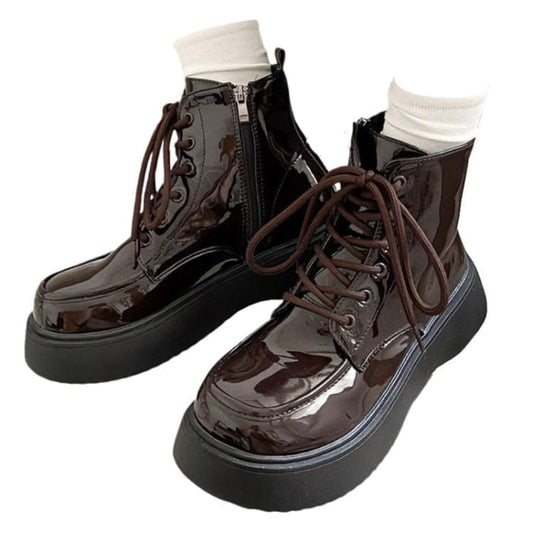 Vintage Lacquered Design Boots - EU35 (US5.0) / Brown