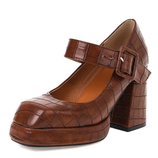 Vintage Mary Jane Heels - EU34 (US4.0) / Brown - Shoes