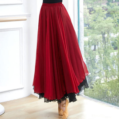 Vintage Mesh Spilce T-Shirt Flowy Double Skirt