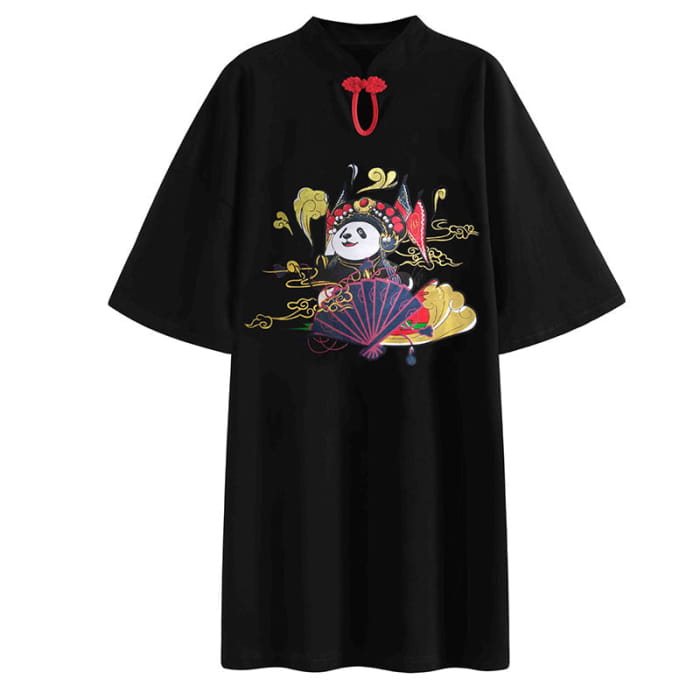 Vintage Panda Cheongsam Dress Family Matching T-Shirt