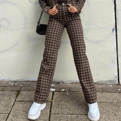 Vintage Plaid Casual Pants