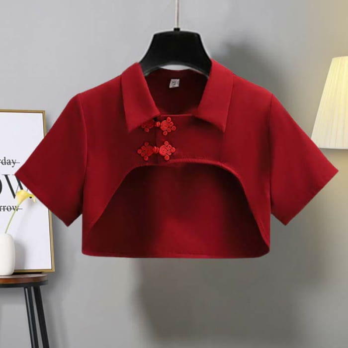 Vintage Red Buckle Vest Slip Dress Set
