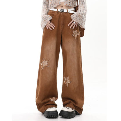 Vintage Style Star Patch Jeans