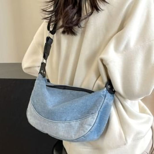 Washed Denim Crossbody Bag