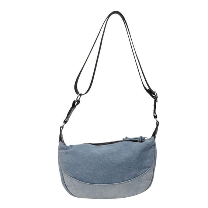 Washed Denim Crossbody Bag - Light Blue / One Size