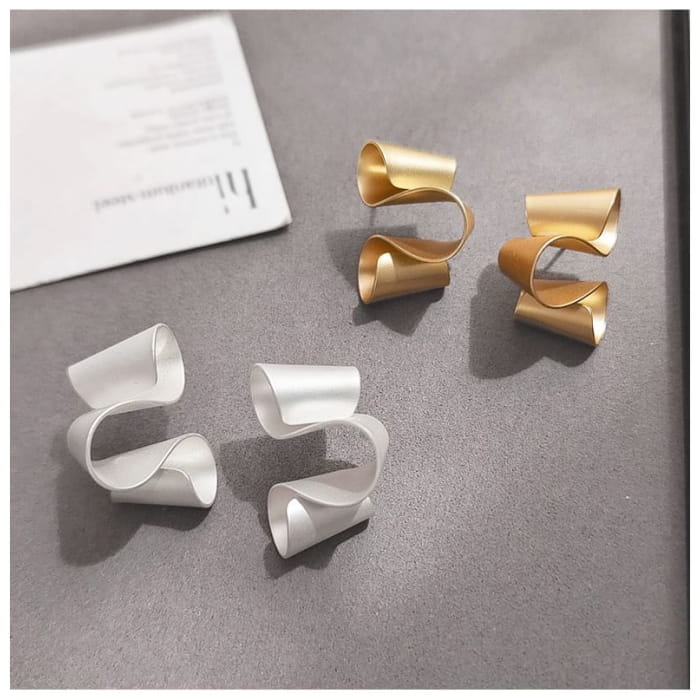 Wavy Copper Ear Stud - 1 Pair - Earring - S925 Silver