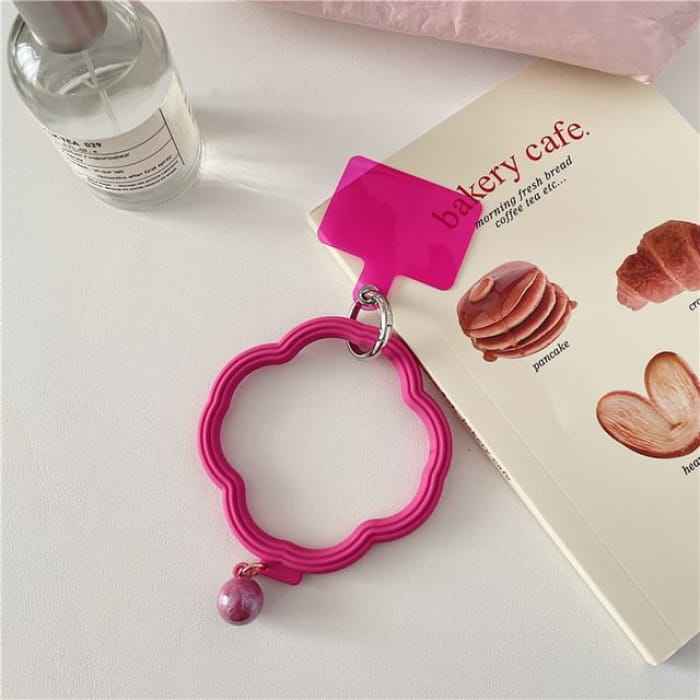 Wavy Hoop Phone Strap with Lanyard Pad - B8 - Rose Pink