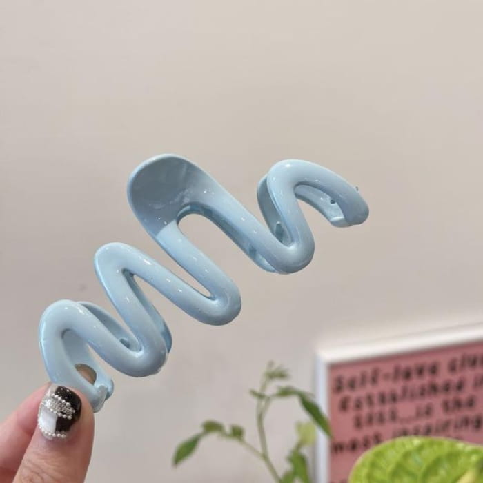 Wavy Plastic Hair Clamp - 02 - Blue / One Size