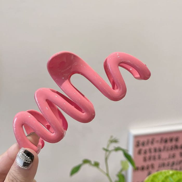 Wavy Plastic Hair Clamp - 05 - Pink / One Size