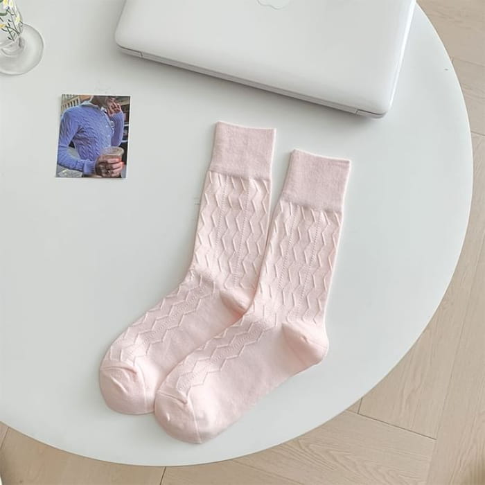 Wavy Striped Socks - Light Pink / One Size