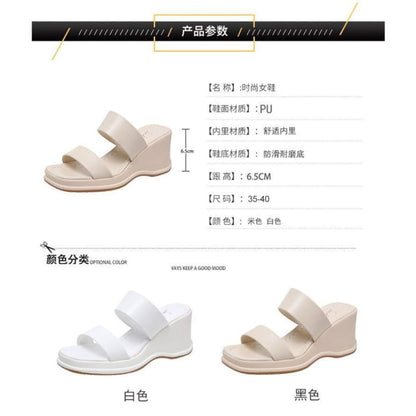 Wedge-Heel Plain Sandals