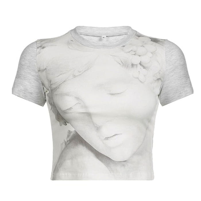 White Aesthetic Statue T-Shirt - S / T-Shirts