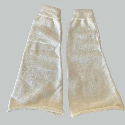 White Loose Knit Leg Warmers - Begie / One Size