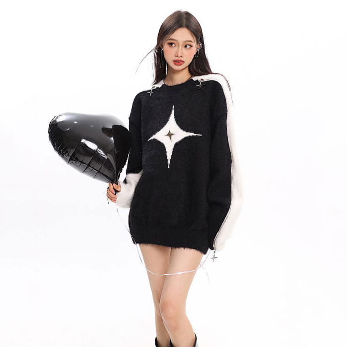 White Star Open-Shoulder Sweater - Sweaters