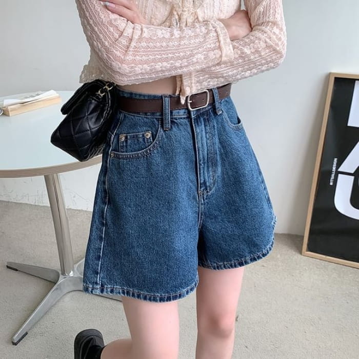 Wide Leg Denim Shorts