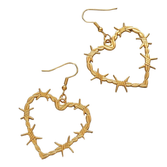 Wire Heart Earrings - Standart / Gold - earrings