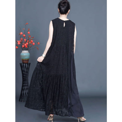 Women Artsy Summer Lace Embroidery Dual-layer Vest Dress