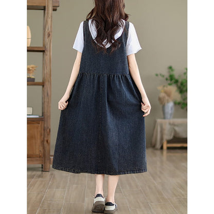 Women Casual Summer Solid Denim Vest Dress BN1012 - Dresses