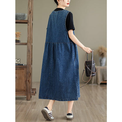 Women Casual Summer Solid Denim Vest Dress BN1012 - Dresses