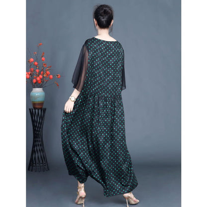 Women Summer Artsy Dot Spliced Loose Maxi Dress BN1044